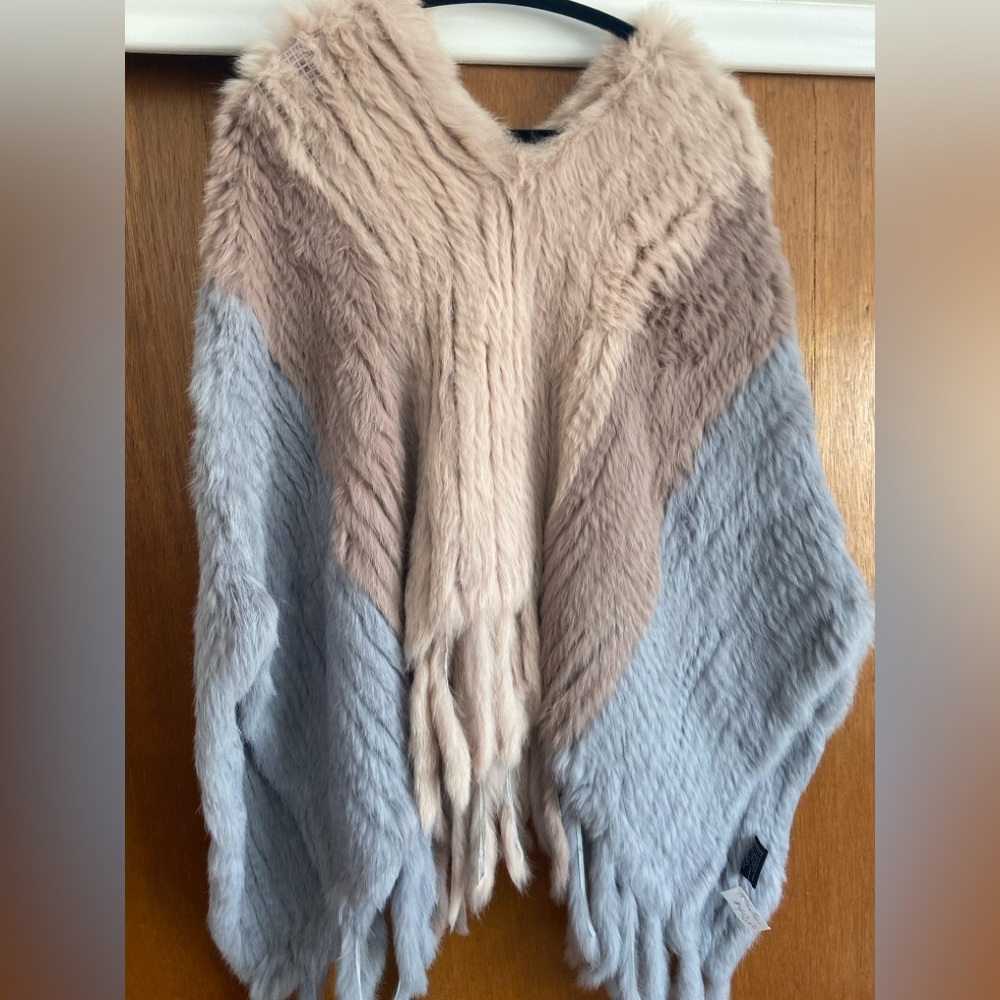 Rabbit fur poncho, brand new with tag!